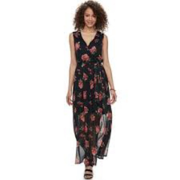 Jolie Vie Black Floral Maxi Dress V-Neck Sleeveless Medium - Picture 13 of 13